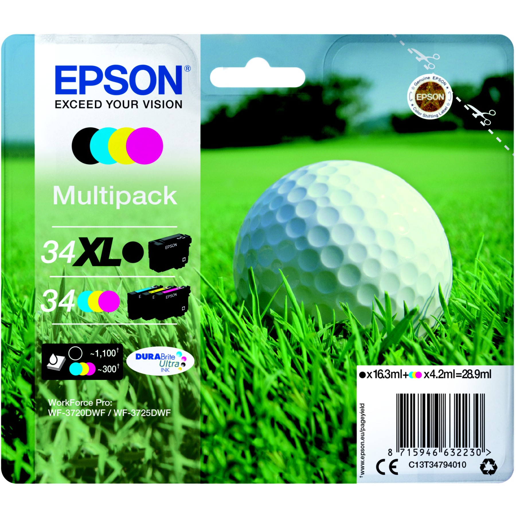 Cartouche d'encre EPSON Pack Multipack 4 Originales T3479 XL (Noir + 3 Couleurs) - C13T34794010