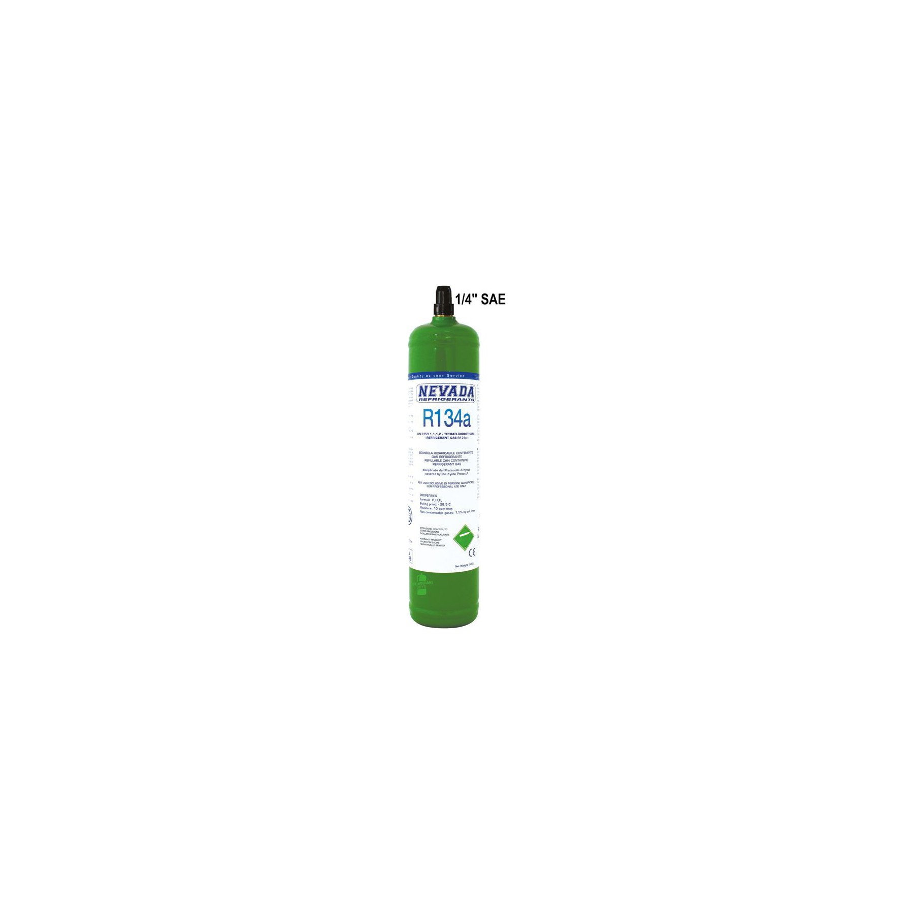 Bouteille UNIVERSEL RECHARGE FREON R134a  900g - 1000ml  val