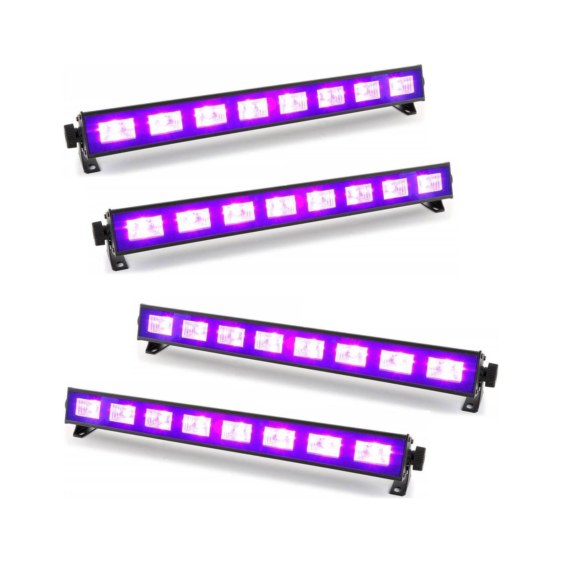 Jeu de lumières IBIZA Pack 4 Barres à LED FLUO UV 9x1W se refl