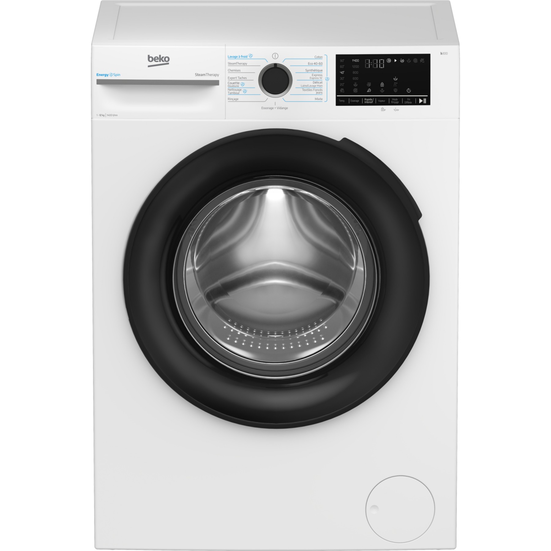 Lave linge hublot BEKO BM3WFT412411B - 12 kg - 1400 tr/min - Classe A - Moteur induction