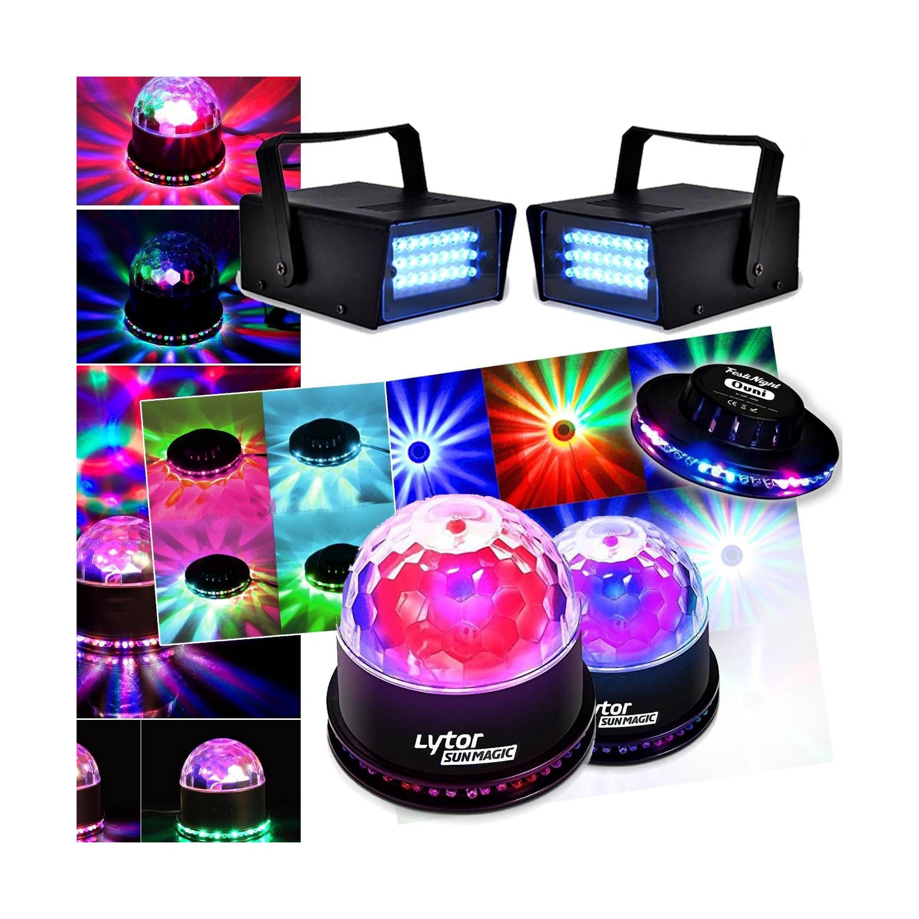 Jeu de lumières LYTOR Pack EFFET FIESTA 2 SUNMAGIC + 2 LED STR