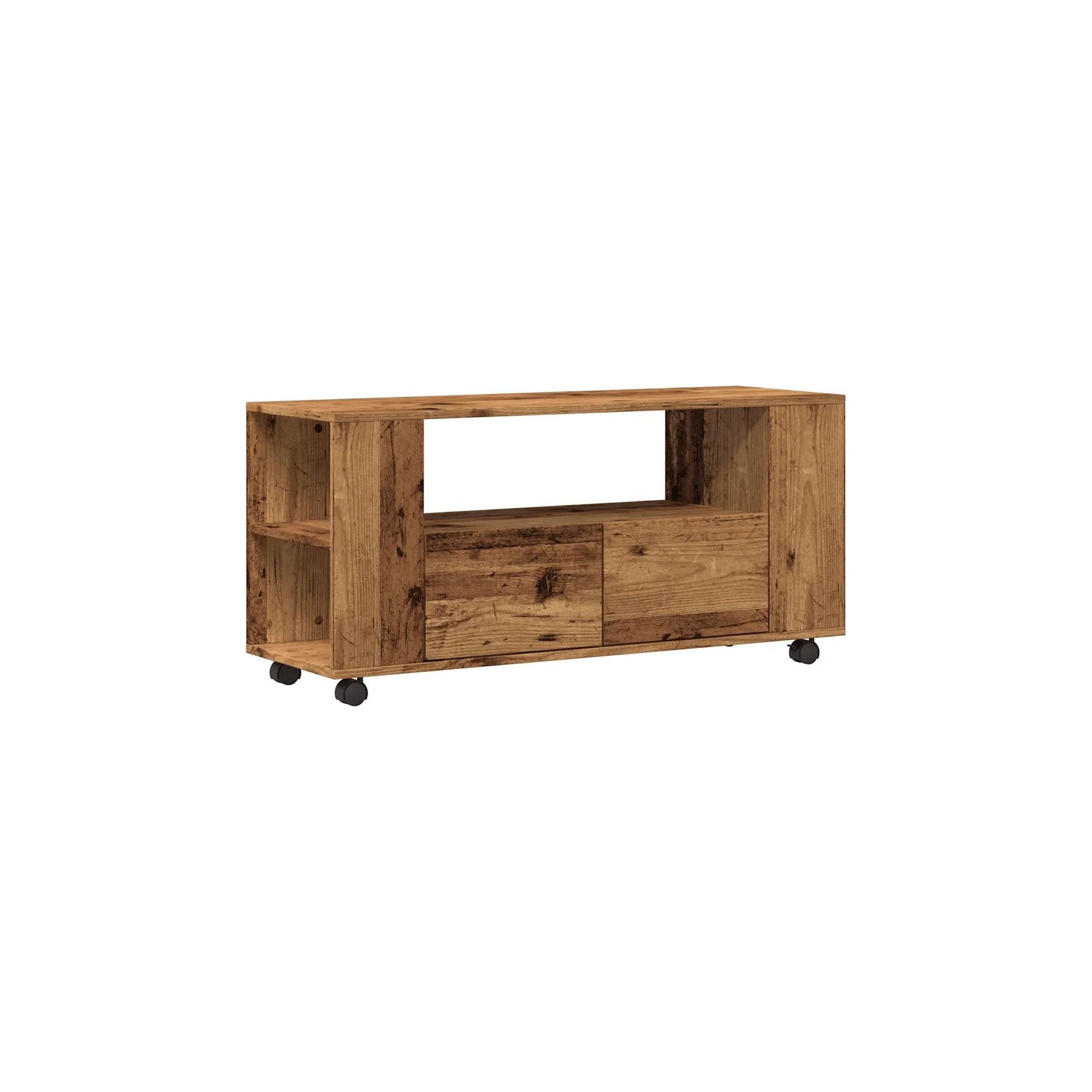Meuble TV HELLOSHOP26 Meuble TV roulettes pratique rangement 1