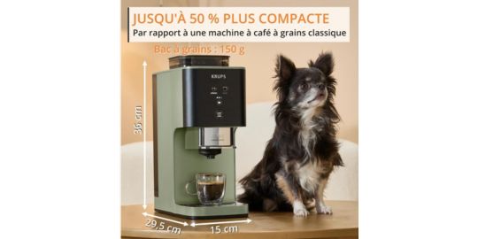 Expresso Broyeur KRUPS Coffee Crush, Machine à café à grains, ultra compacte SA401LE0