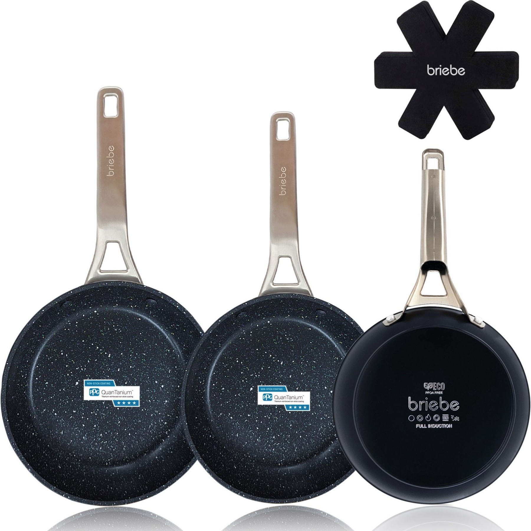 Batterie de cuisine BRIEBE Set 3 Poêles FP1144 Induction 20-24-28cm