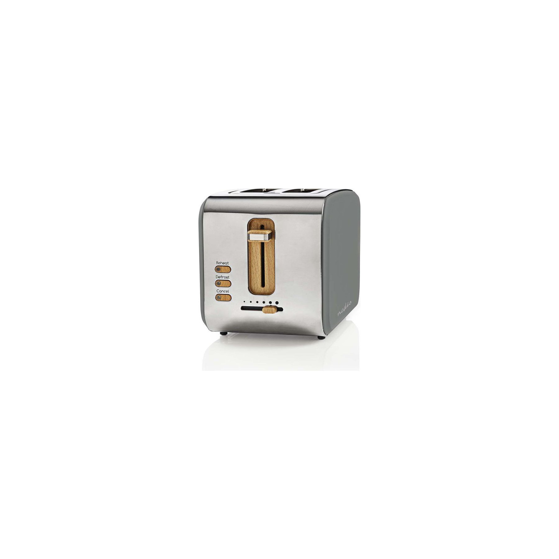 Toaster NEDIS Grille-pain 2 Fentes Larges 900w Gris S