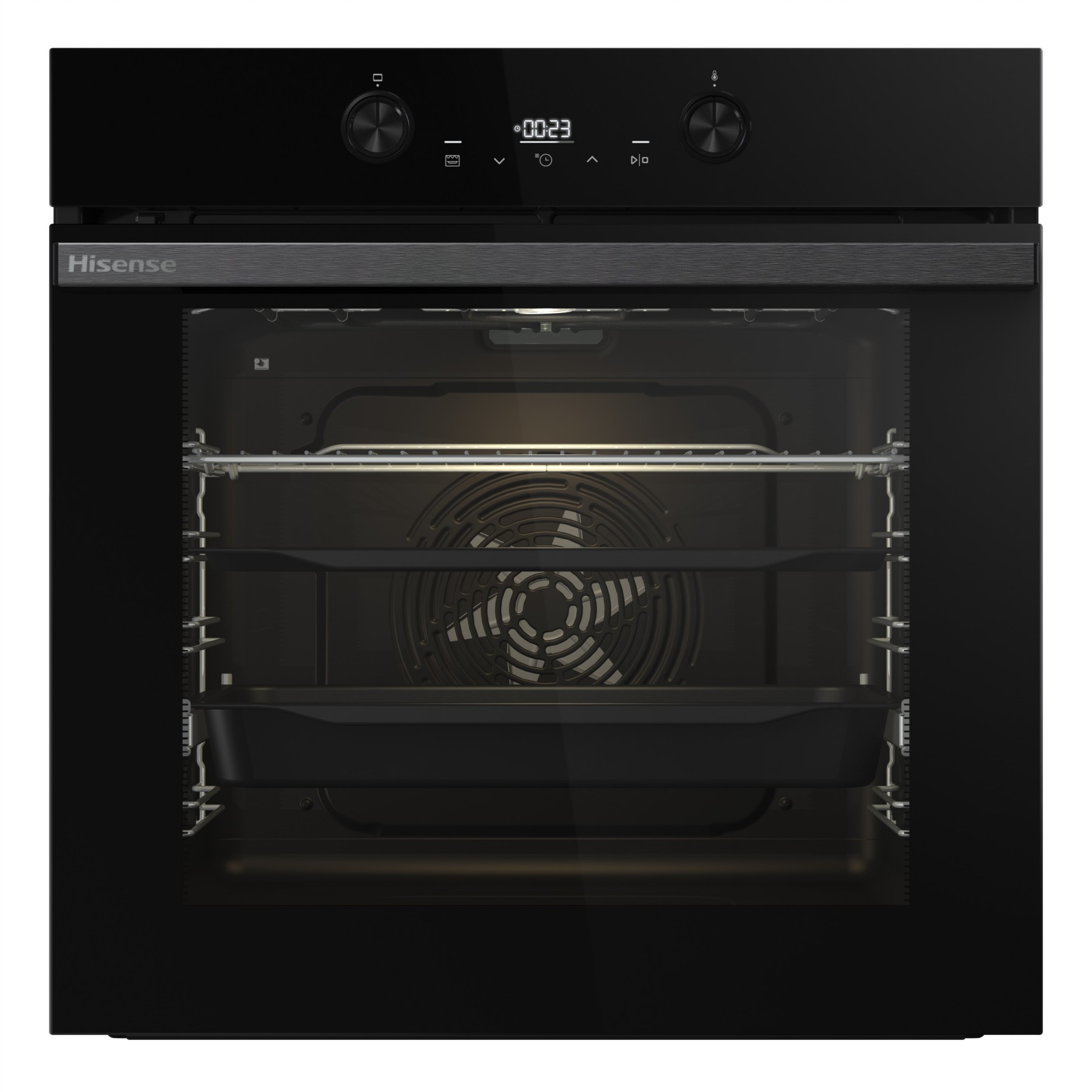 Four encastrable HISENSE BI64223EPBG - Pyrolyse - Chaleur pulsée - Rails télescopiques - Mode Pizza 300°C - Air Fry