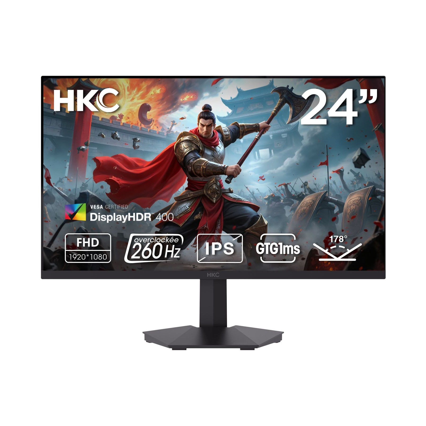 Ecran PC Gamer HKC G24H3D 24" Full HD 240Hz Fast IPS HDR 400