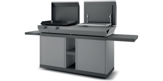 Chariot Plancha FORGE ADOUR Combi G NG 2 tablettes rabattables 2portes coulissantes