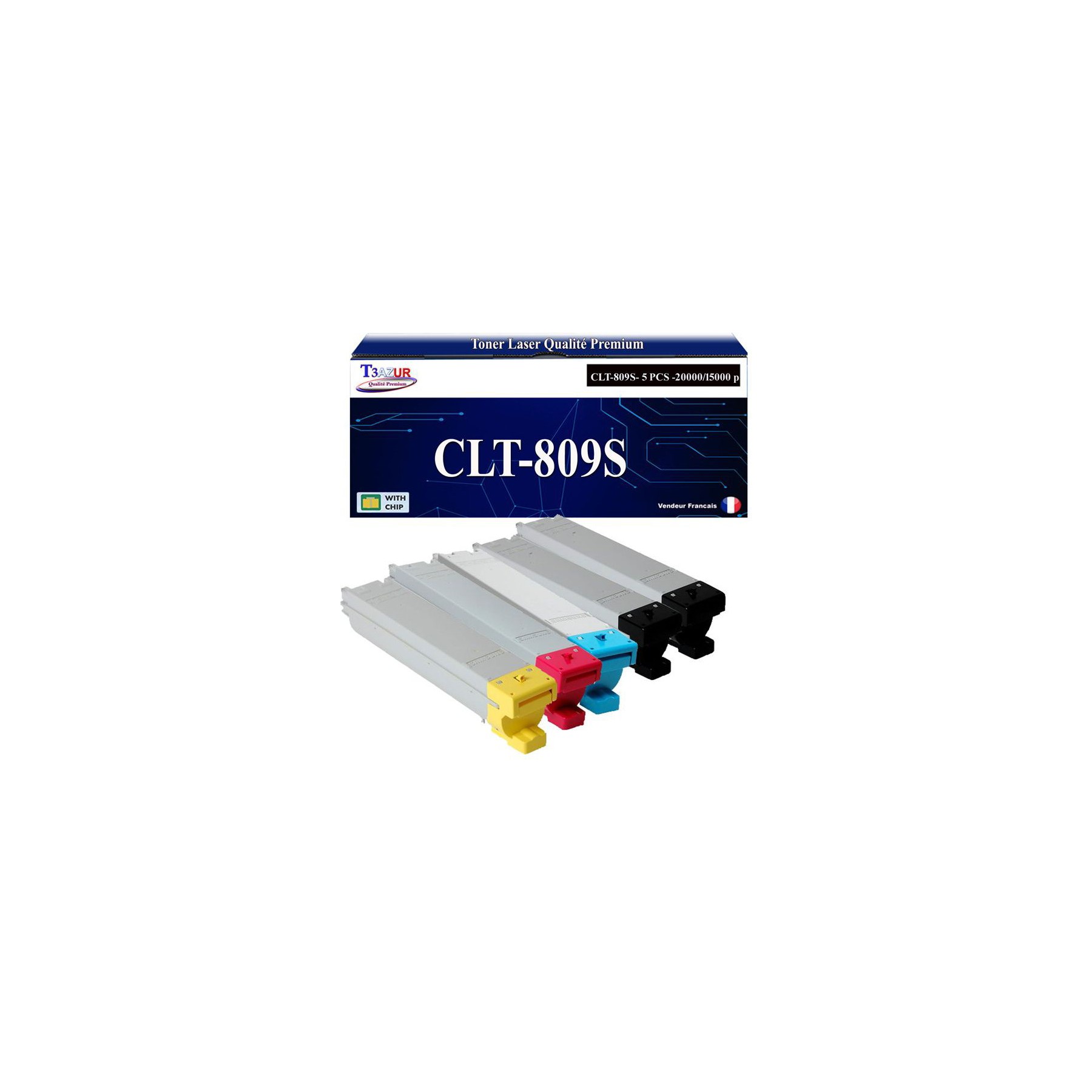 Toner T3AZUR pour Samsung CLX9201NA, CLT-809S (x5)