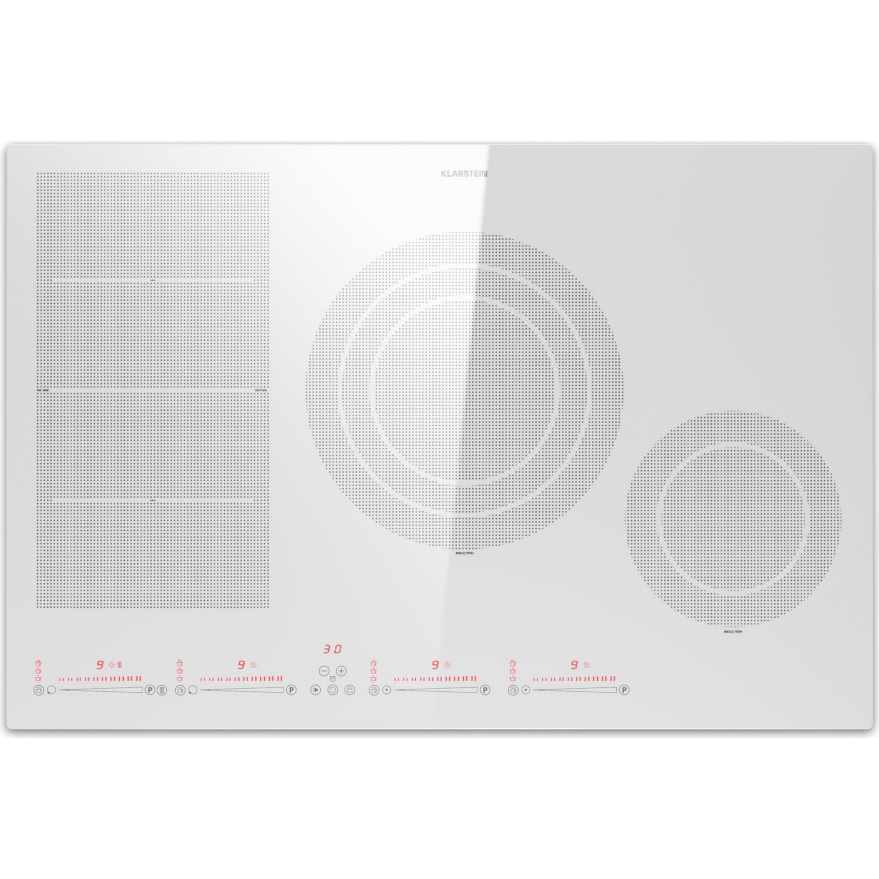 Plaque induction KLARSTEIN Masterzone 77 Hybrid 4 zones 7200W blanc