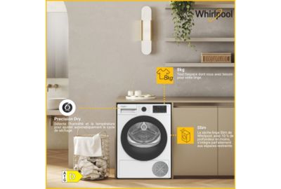Sèche linge pompe à chaleur WHIRLPOOL CWSD83MWBSFR