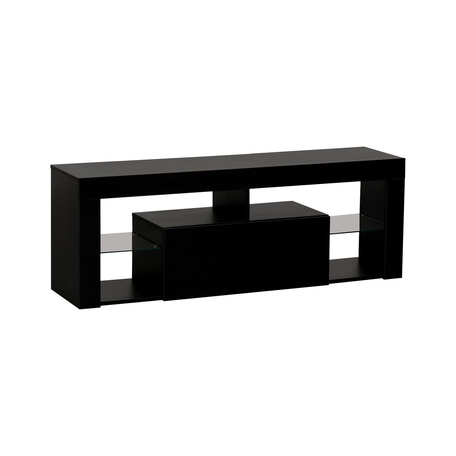 Meuble TV HAPPY GARDEN Meuble TV 140cm noir à LED DARYL