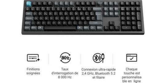 Clavier gamer sans fil KEYCHRON Q6 Ultra 8K Swappable RGB Backlight
