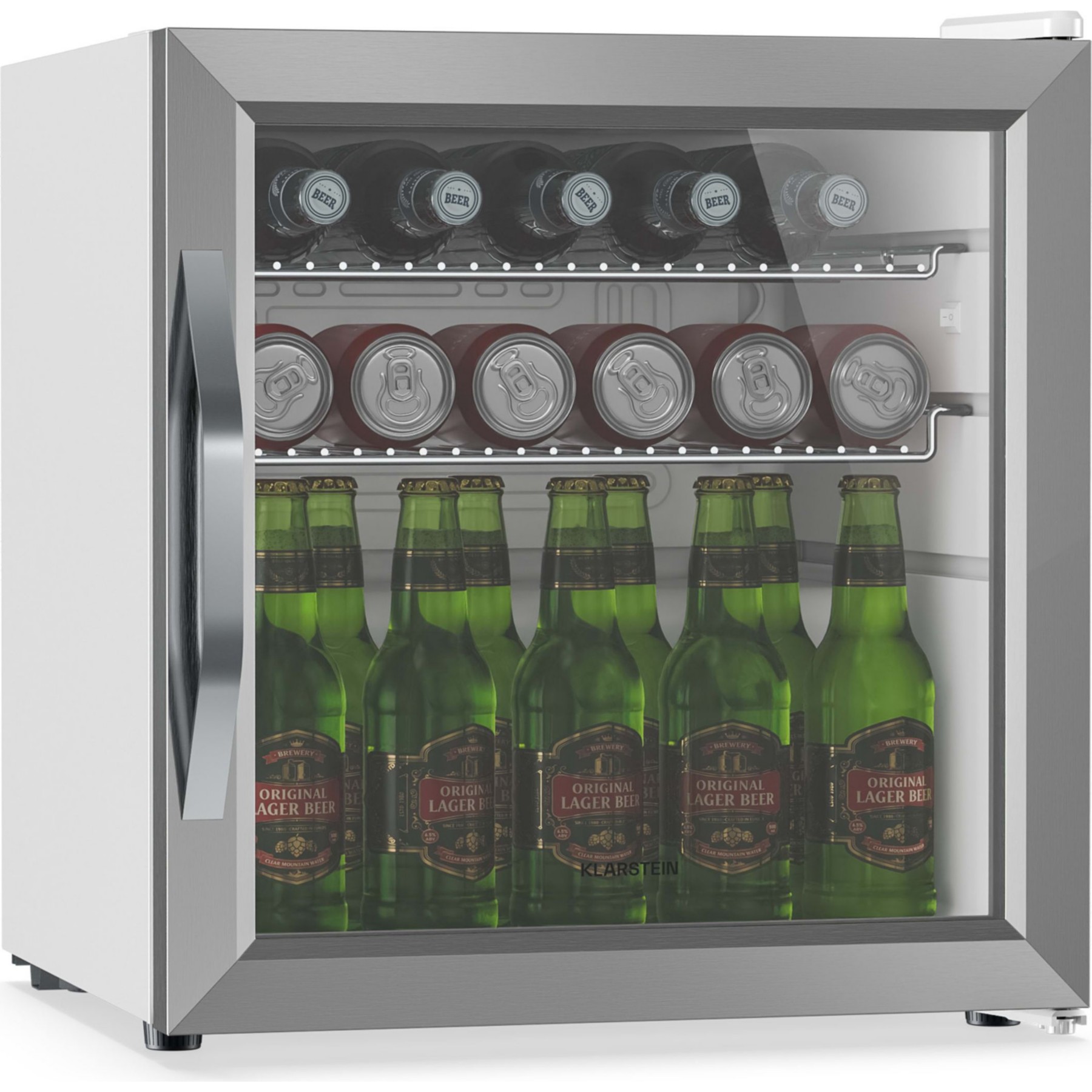 Mini réfrigérateur KLARSTEIN Beersafe porte vitrée 44x48cm LED Argent