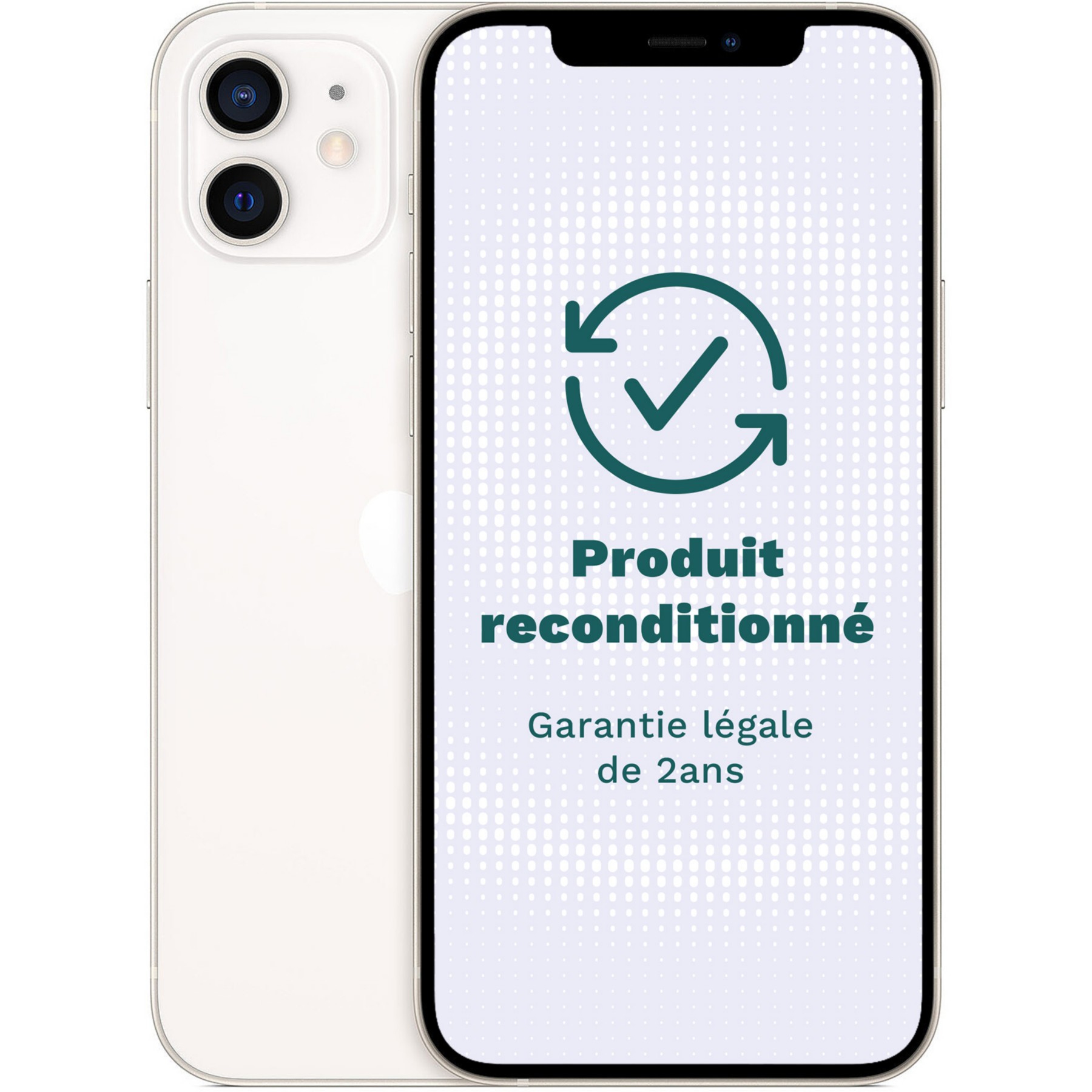 Smartphone APPLE iPhone 12 Blanc 64Go Excellent État avec Batterie Neuve - Reconditionné
