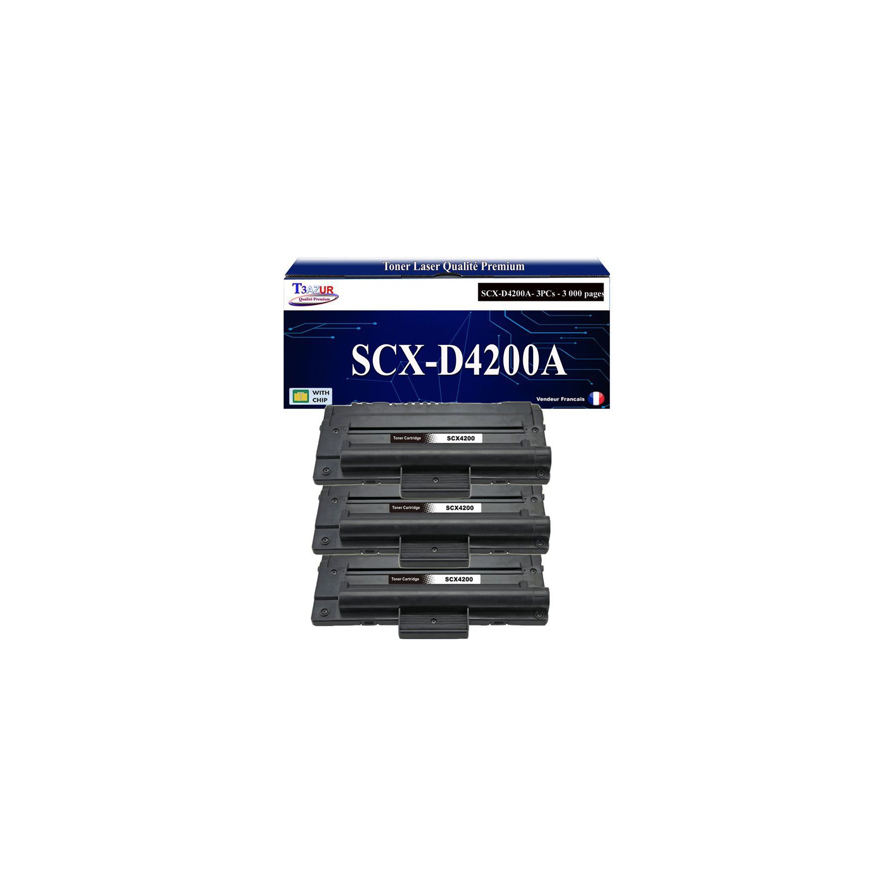 Toner T3AZUR pour Samsung SCX-4200, SCX-D4200A (x3)