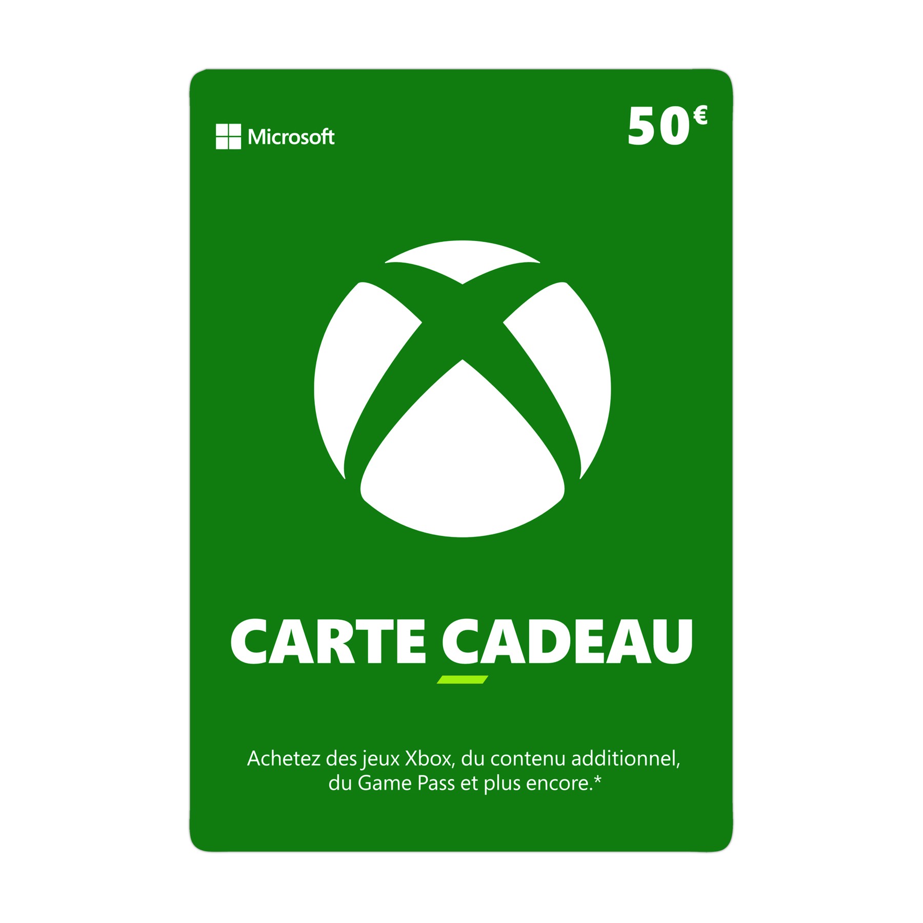 Carte cadeau MICROSOFT Carte cadeaux XBOX 50 Euros