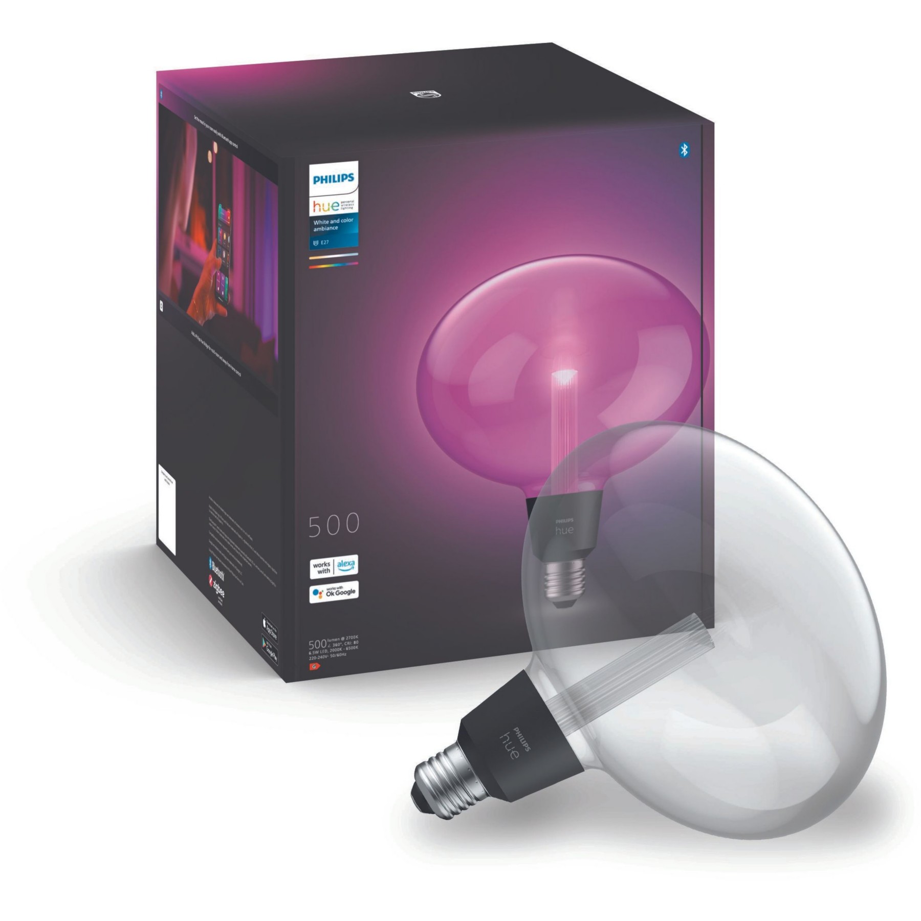 Ampoule LED connectée PHILIPS HUE E27 White&Color Ambiance Elipse Deco