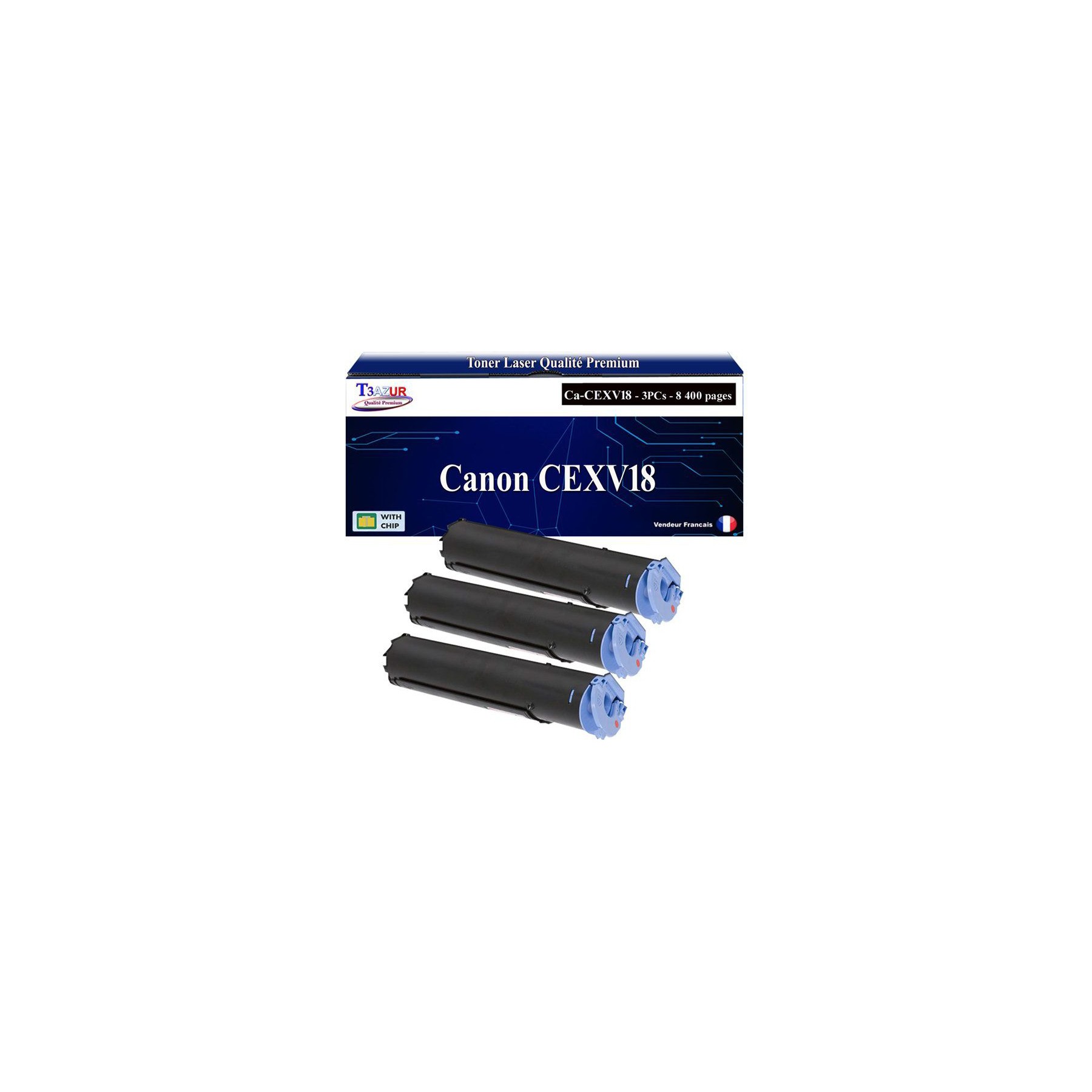 Toner T3AZUR pour Canon iR1024 iR1018 CEXV18 x3