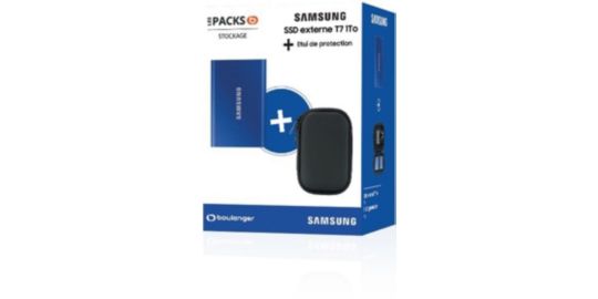 Disque SSD externe SAMSUNG Pack T7 1 To bleu + housse