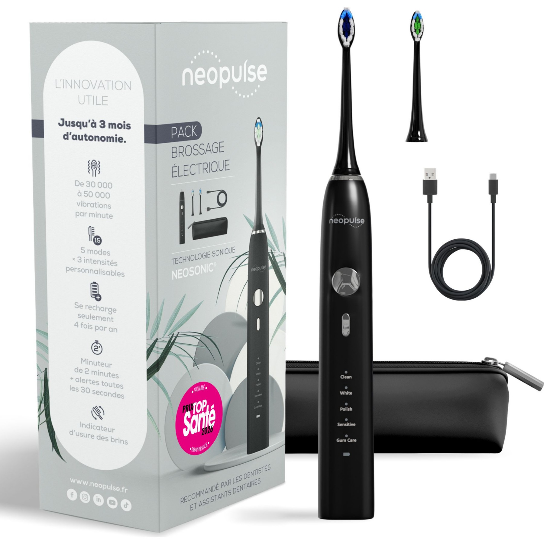 Brosse à dents électrique NEOPULSE NEOSONIC - Noir