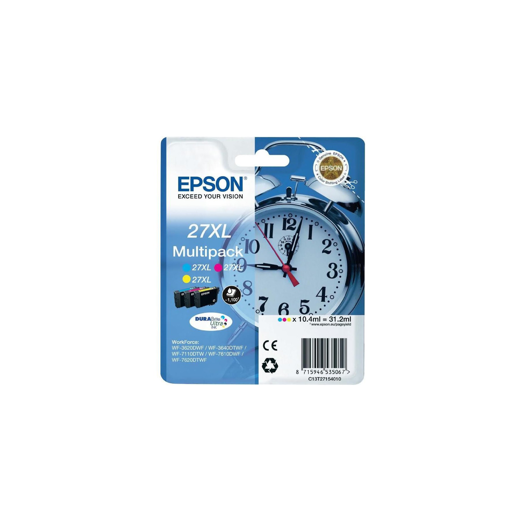 Cartouche d'encre EPSON Pack Multipack 3 Originales T2715 Couleurs (CMY) - C13T27154010