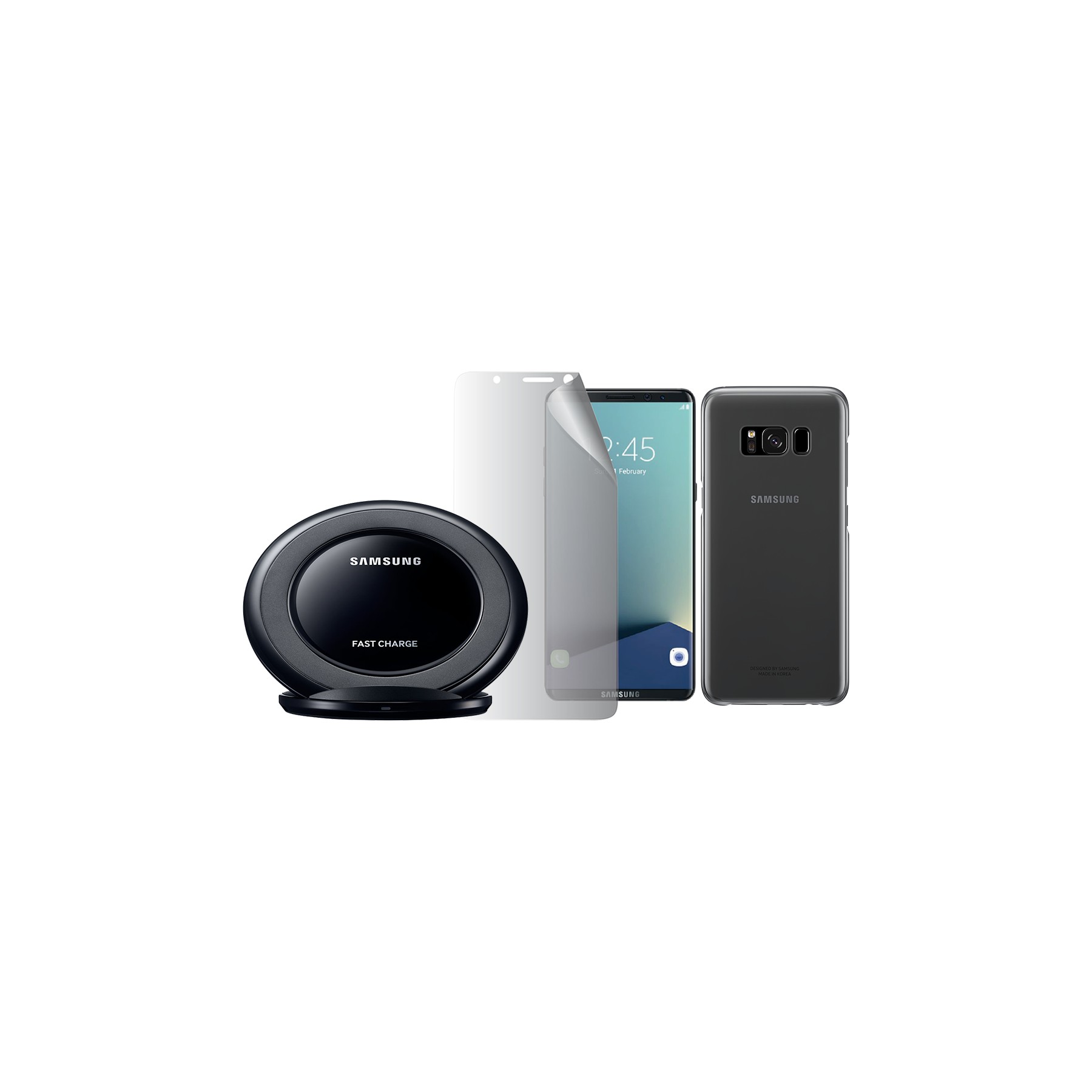Pack SAMSUNG Coque S8+, Pad à induction+Protège écran