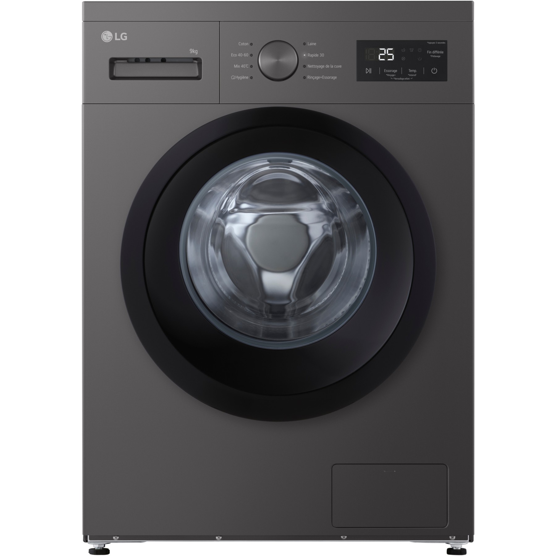 Lave linge compact LG F94N14SLS - 9 kg - 1400 tr/min - Classe A - Moteur induction - Noir