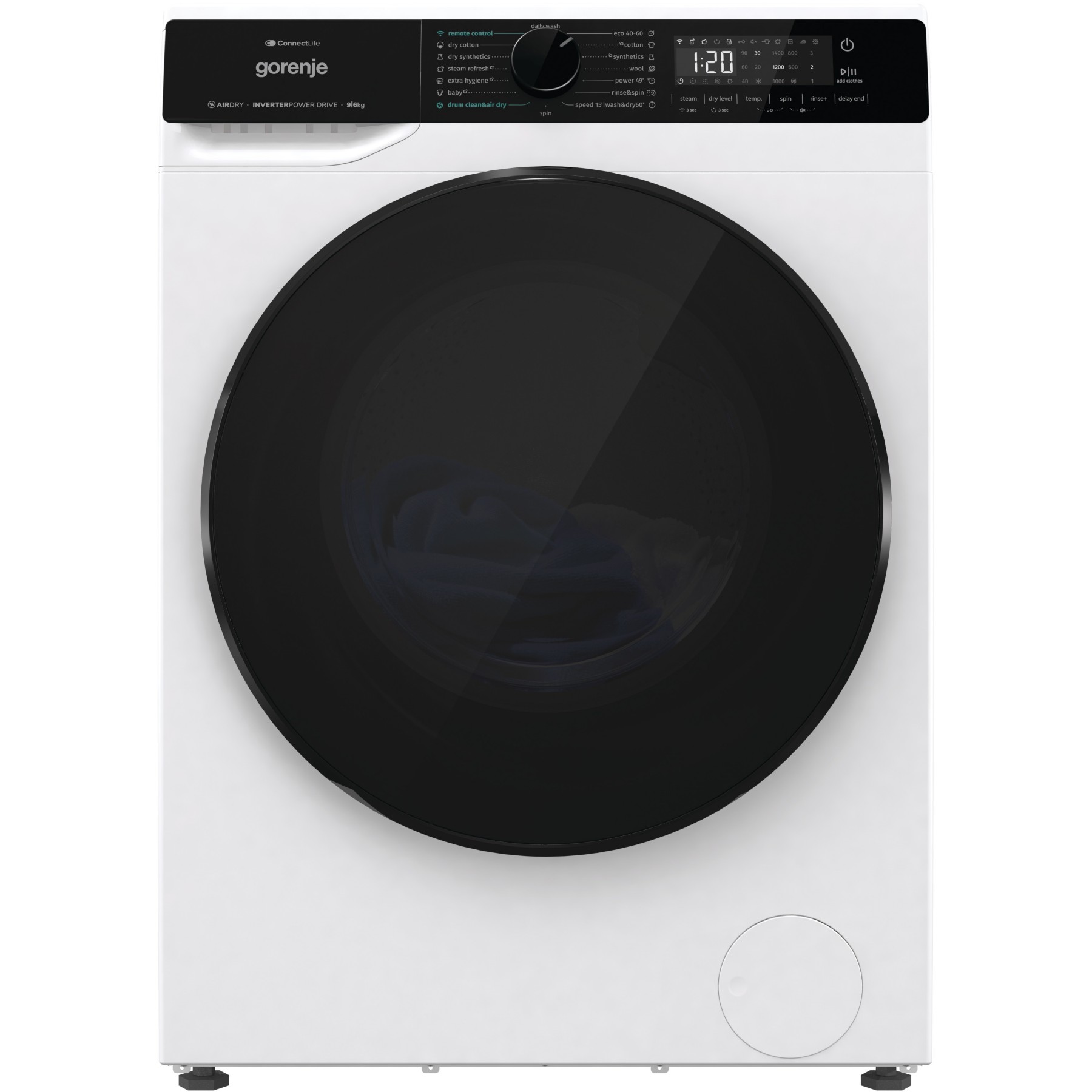 Lave linge séchant hublot GORENJE WD2PA964ADW - 9/6 kg - 1400 tr/min - Classe D - Moteur induction - Connecté
