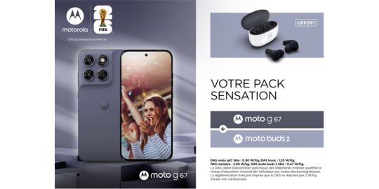 Smartphone MOTOROLA Pack G67 256Go + Motorola Buds 2