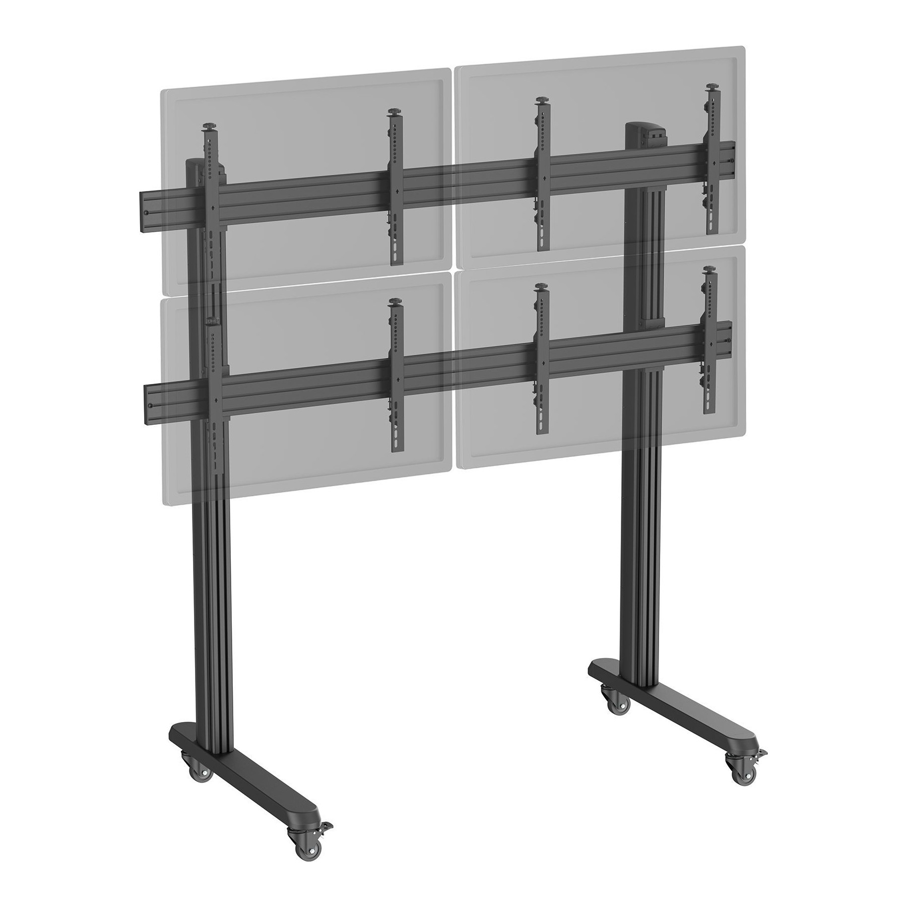 Pied TV KIMEX 4 écrans TV 45"-55", à roulettes, noir