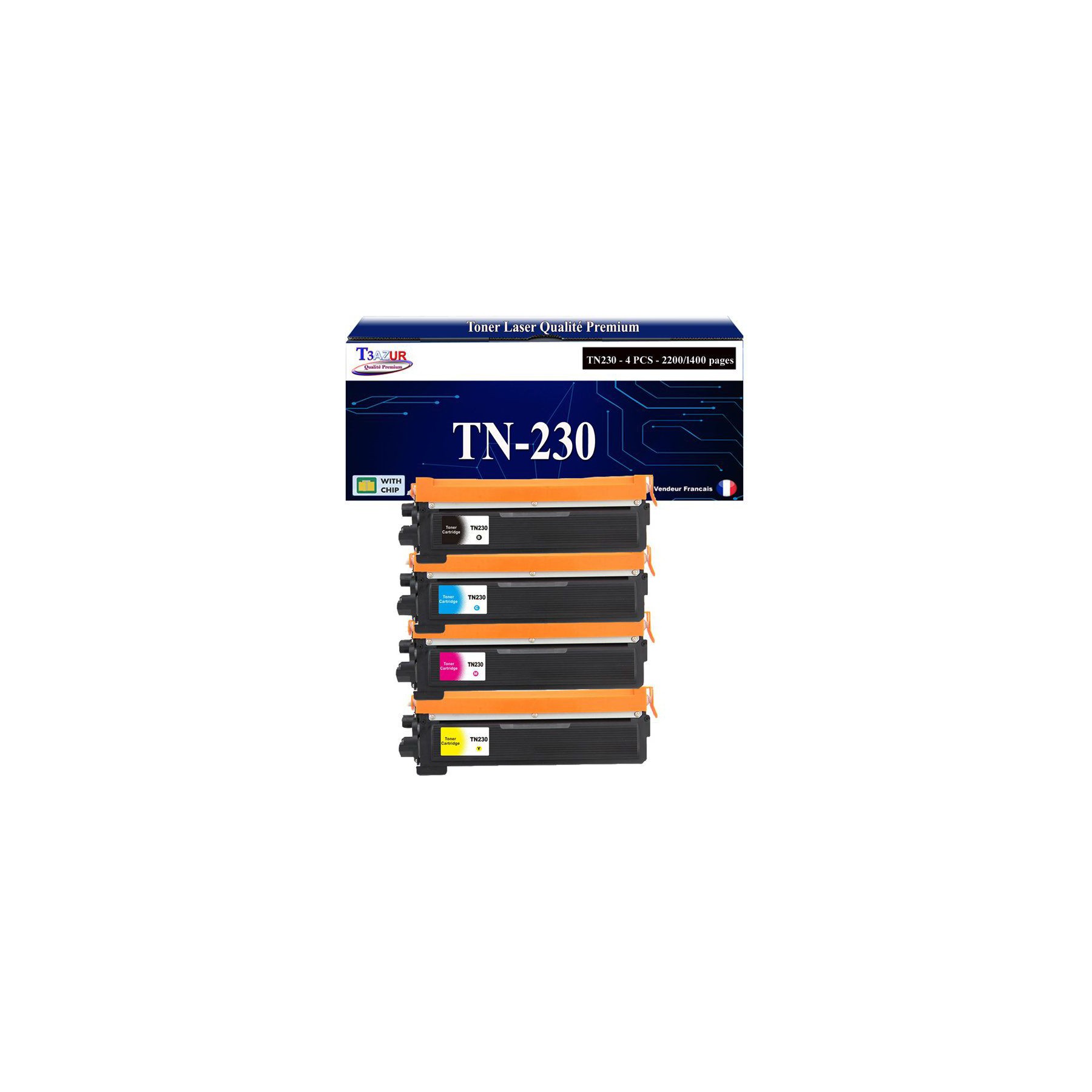Toner T3AZUR Pour Brother DCP-9010CN, DCP-9010 (x4)