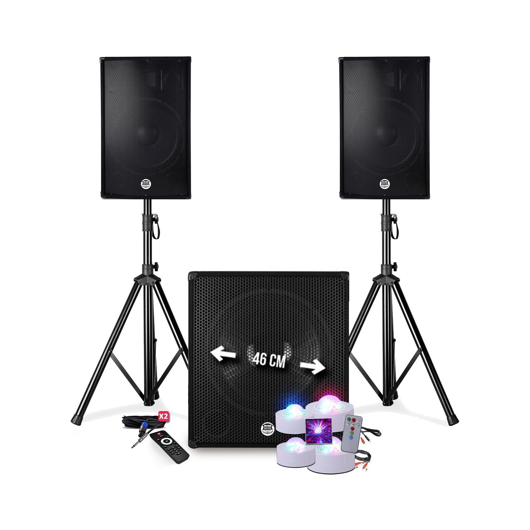 Pack sono BM SONIC Kit sono 2400W USB BT 4 lumieres strobo