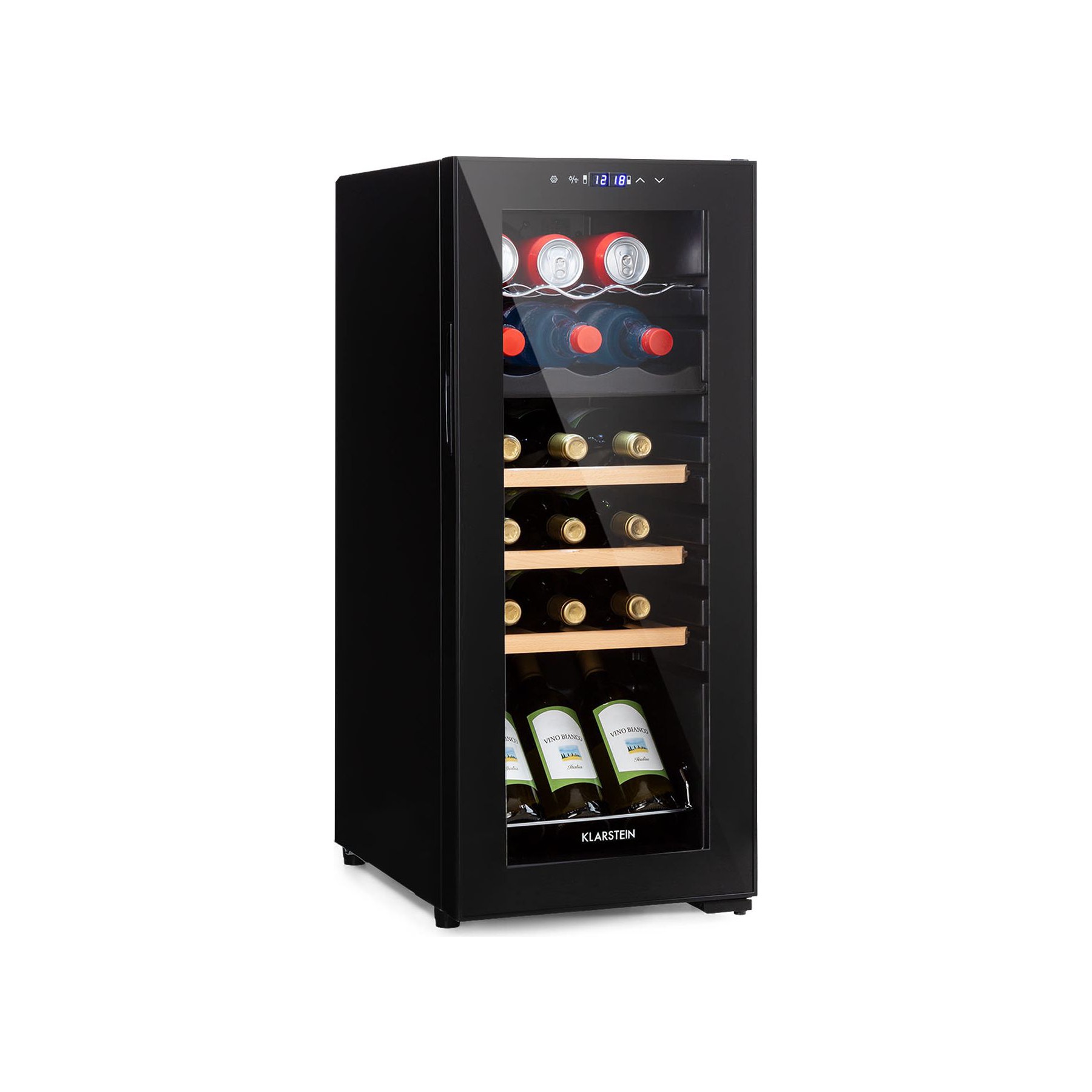 Cave à vin polyvalente KLARSTEIN Bovella 18 Duo+ 50L 18bt Verre