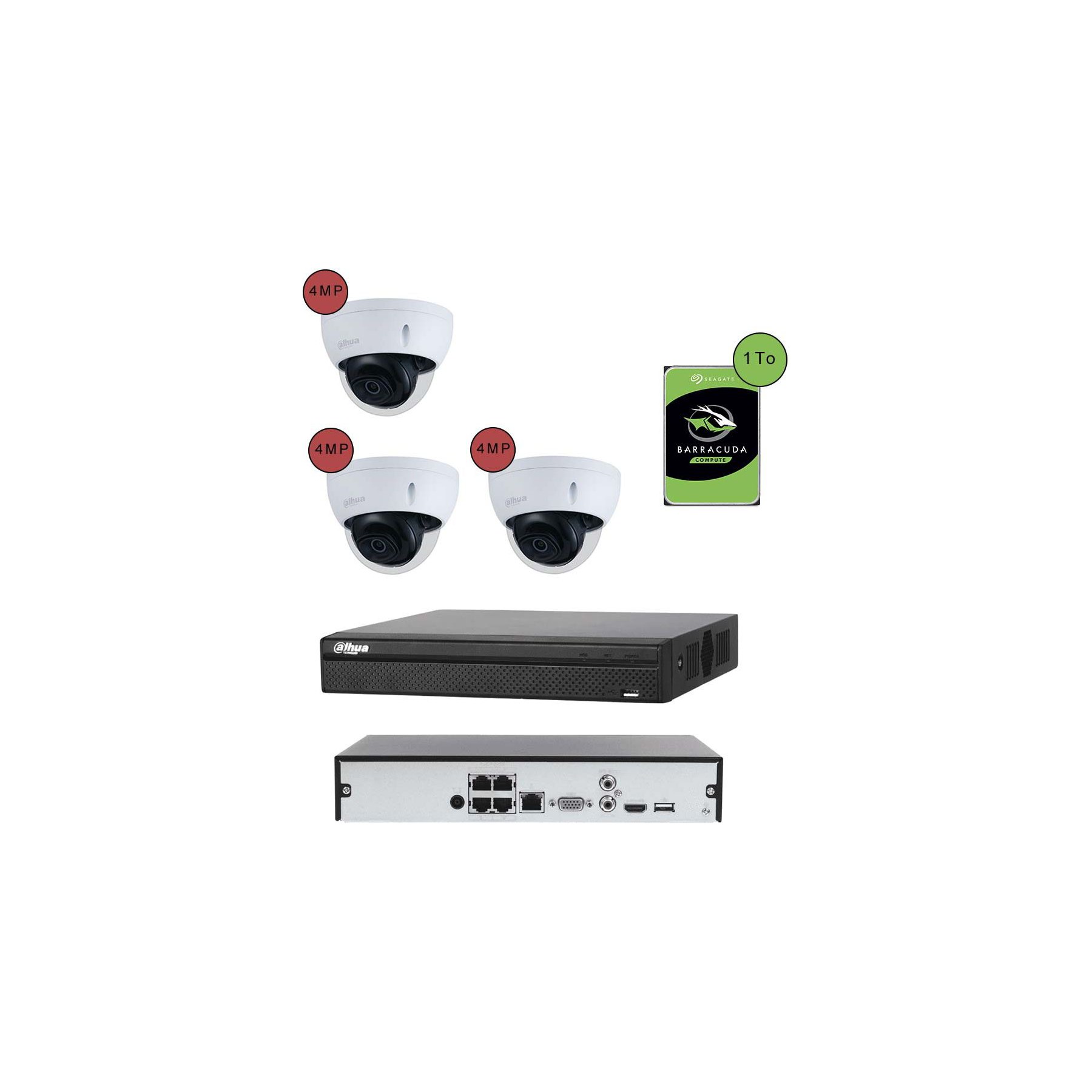 Caméra de sécurité KOMELEC Kit vidéosurveillance IP 3 caméras dôme