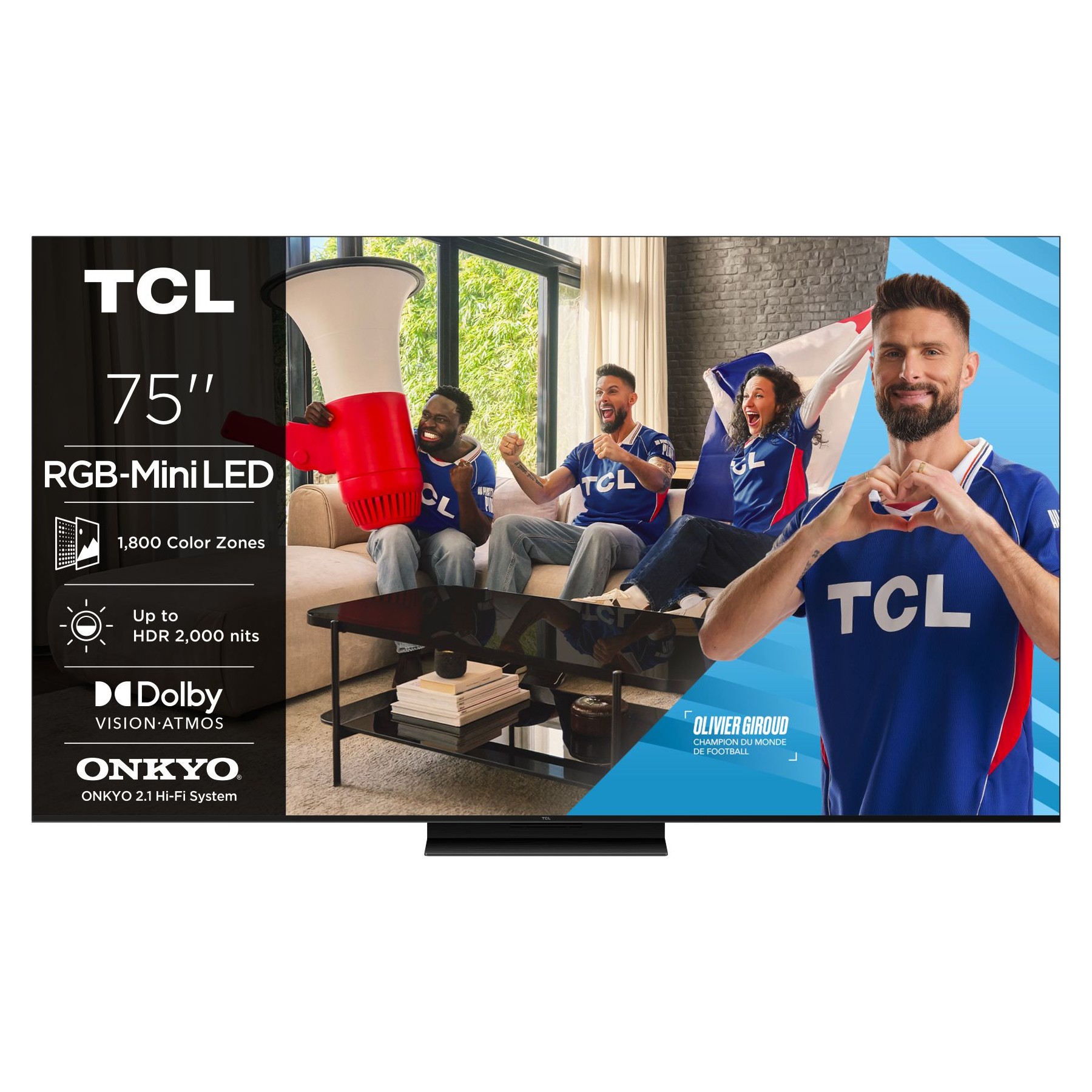 TV RGB TCL 75RM7L (2026) 75" (189 cm) - Expérience Gaming, 144Hz, Google TV, système audio ONKYO