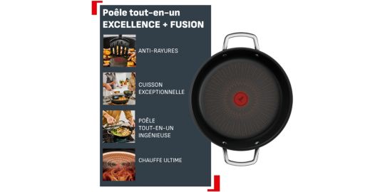 Sauteuse TEFAL 28cm Excellence + avec couvercle