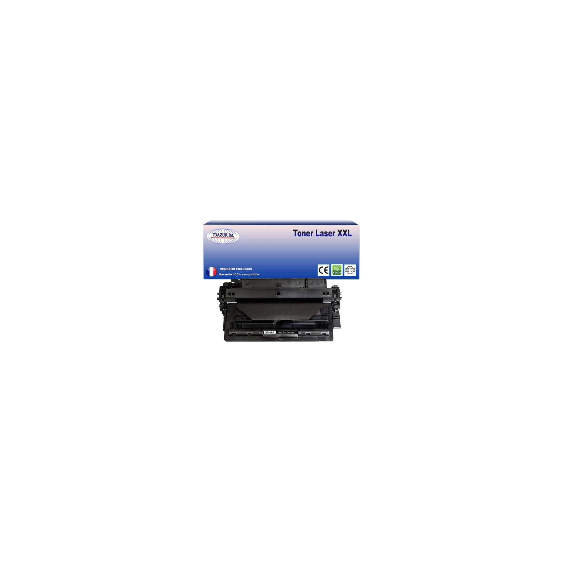 Toner T3AZUR remplace HP Q7516A (16A)Noir- 12 000p