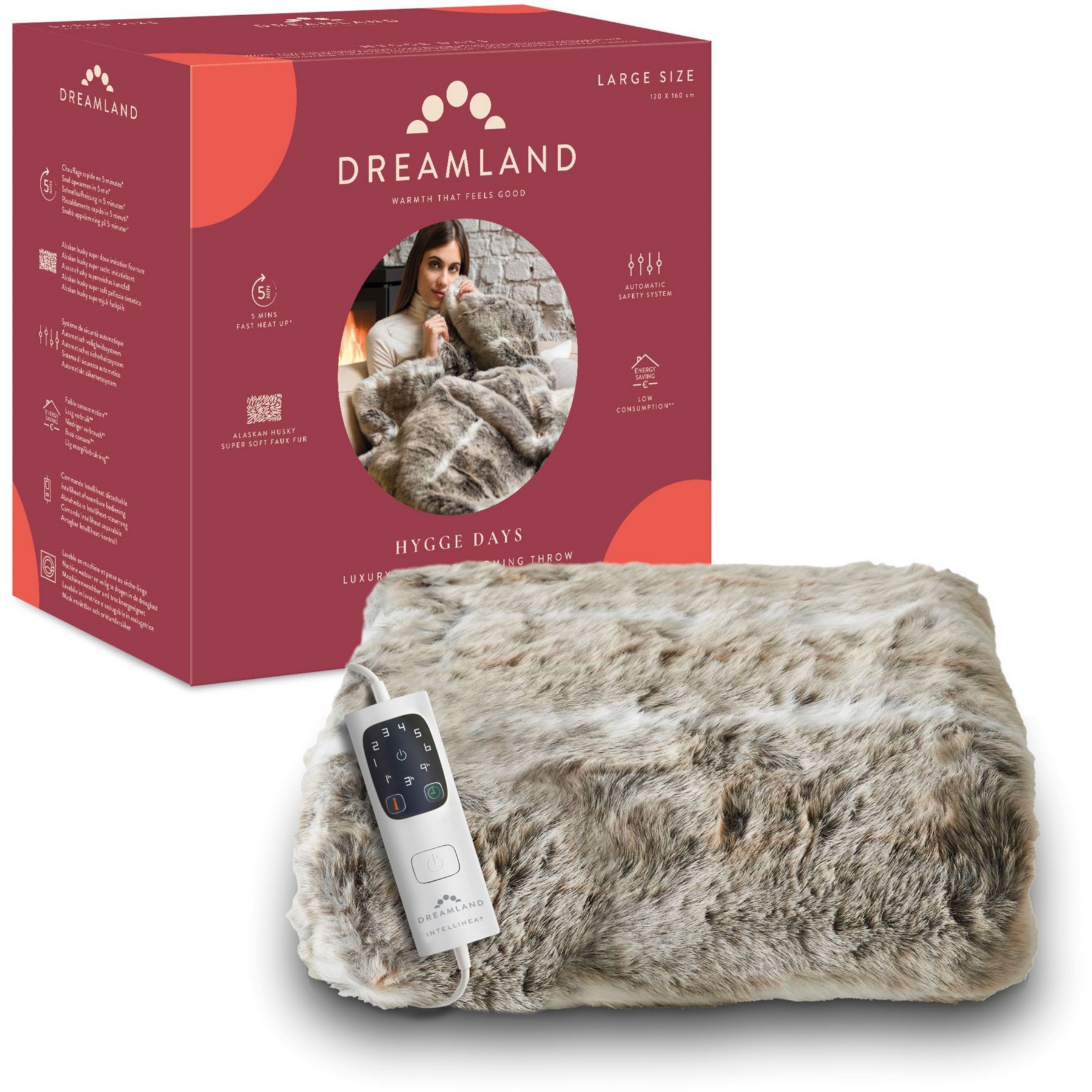 Couverture chauffante DREAMLAND HYGGE DAYS HUSKY D'ALASKA 6T 160X120