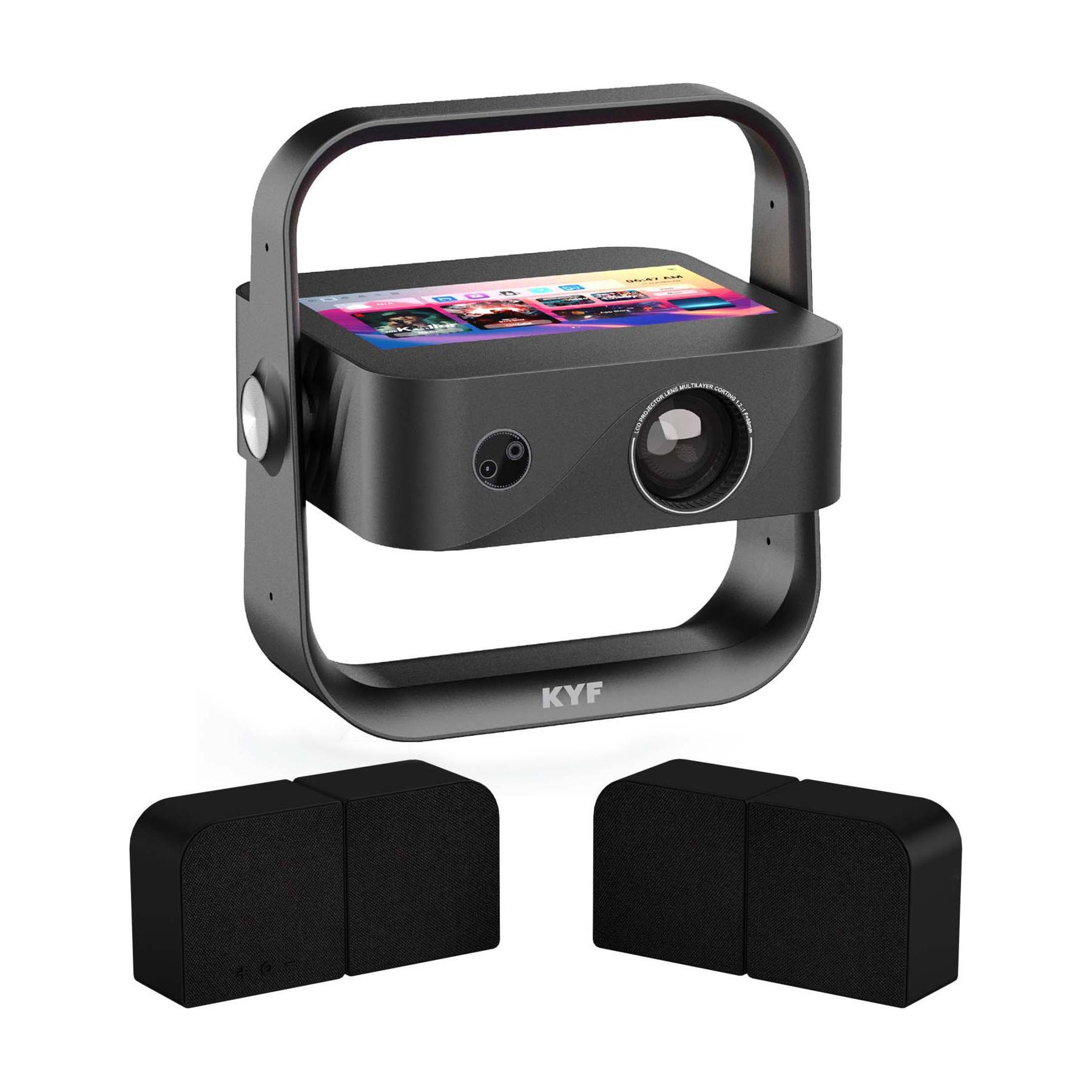 Vidéoprojecteur home cinéma KYF 4K, écran 7' intégré+enceinte 20W
