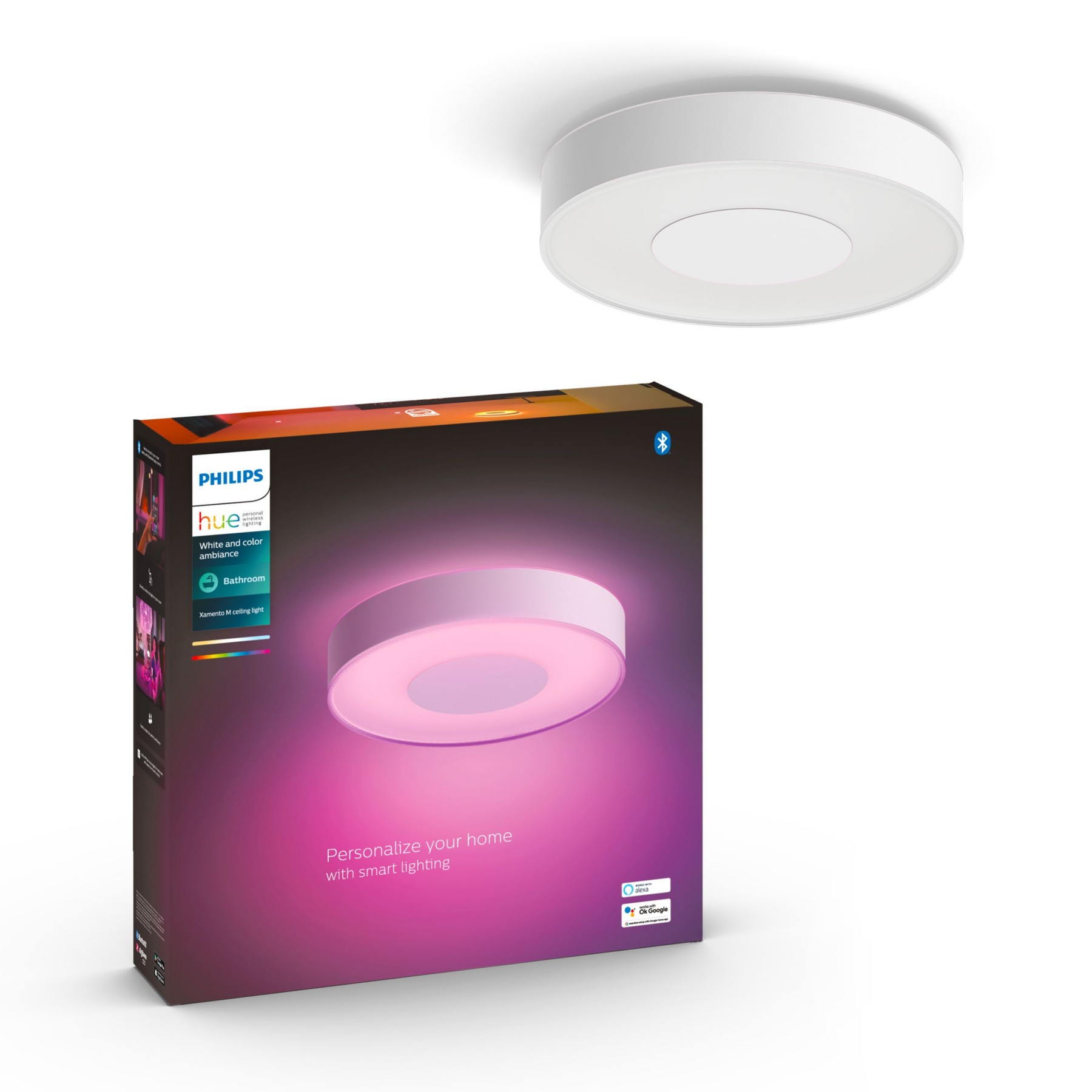 Plafonnier PHILIPS HUE W&C XAMENTO IP44 Moyen Blanc
