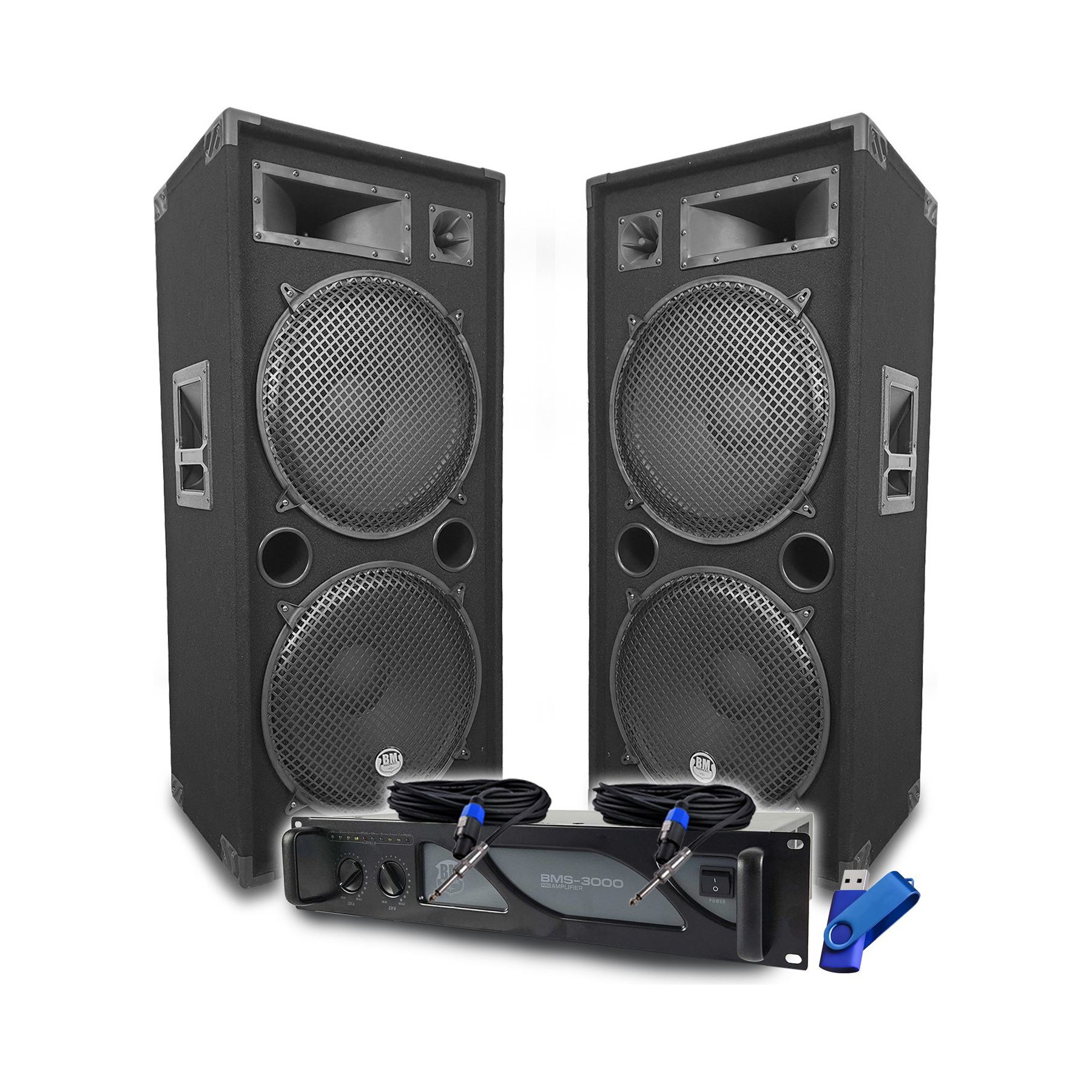 Pack sono BM SONIC Pack Sono DJ BM SONIC Ampli  3000W, Pair
