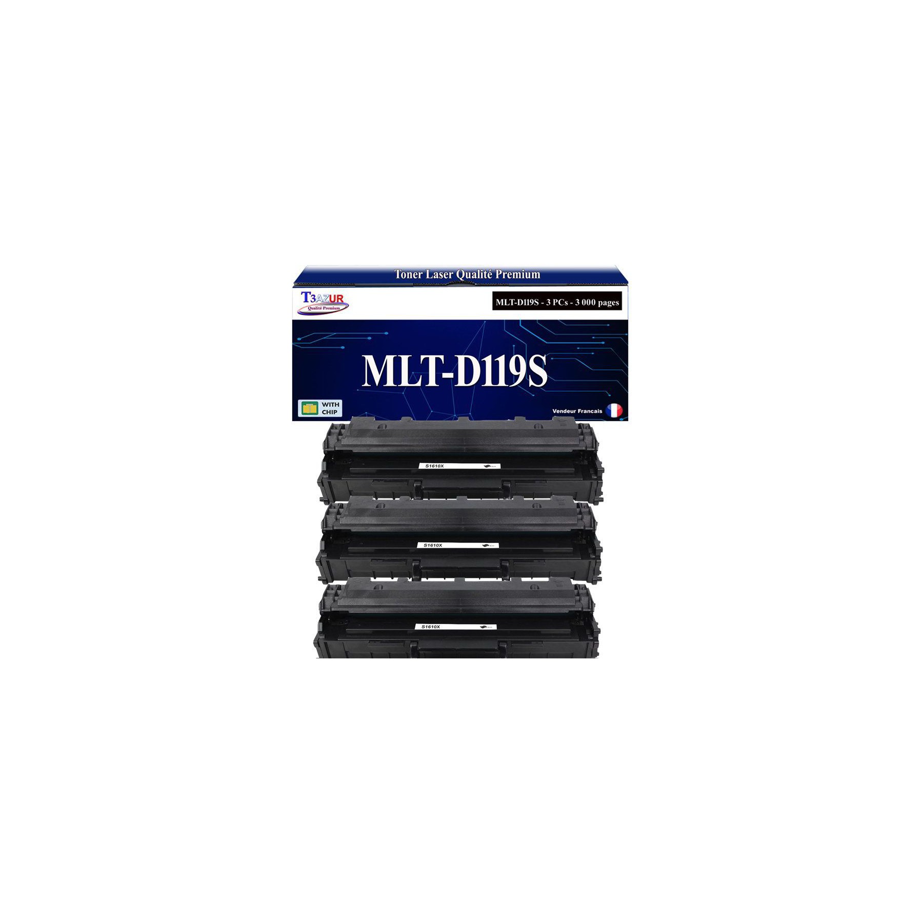 Toner T3AZUR pour Samsung ML-1610D2, MLT-D119S (x3)