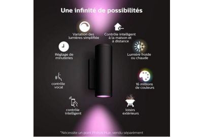 Applique murale PHILIPS HUE W&C APPEAR 8W ronde Noir