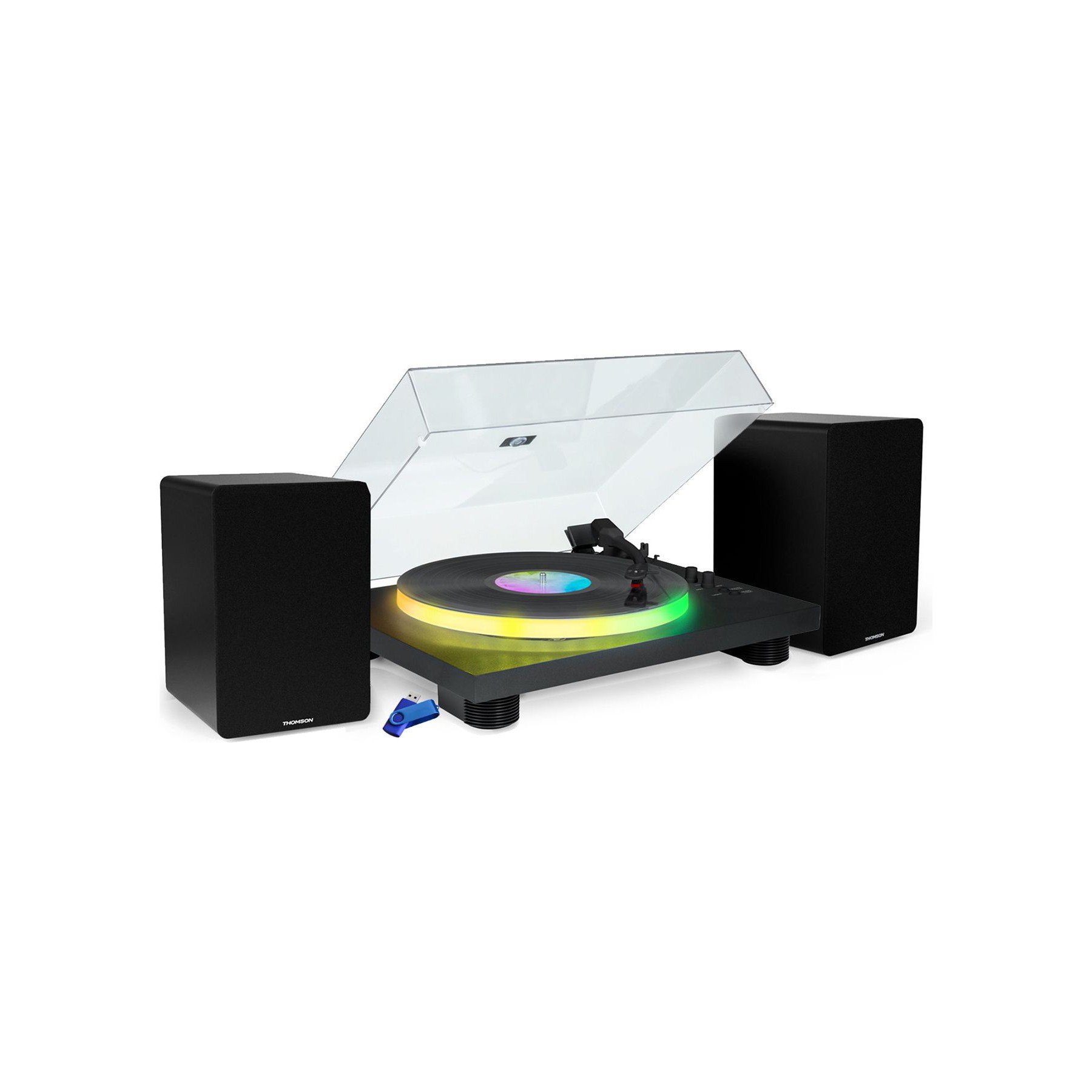 Platine vinyle PARTY LIGHT&SOUND Platine LED BT 33/45/78T Enceintes 50W C