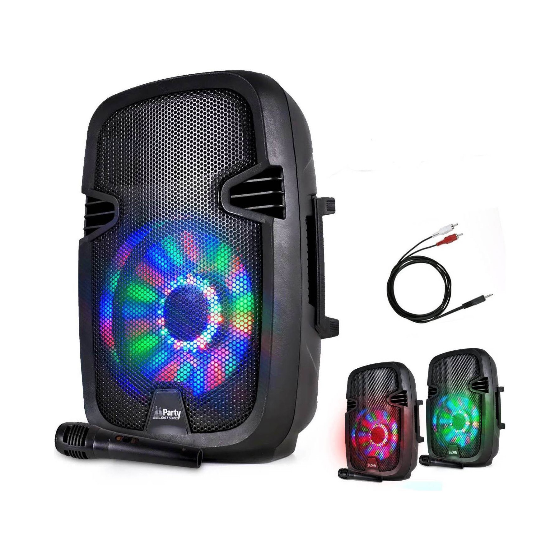 Pack sono PARTY LIGHT&SOUND Enceinte mobile batterie 8"/20cm à LEDs