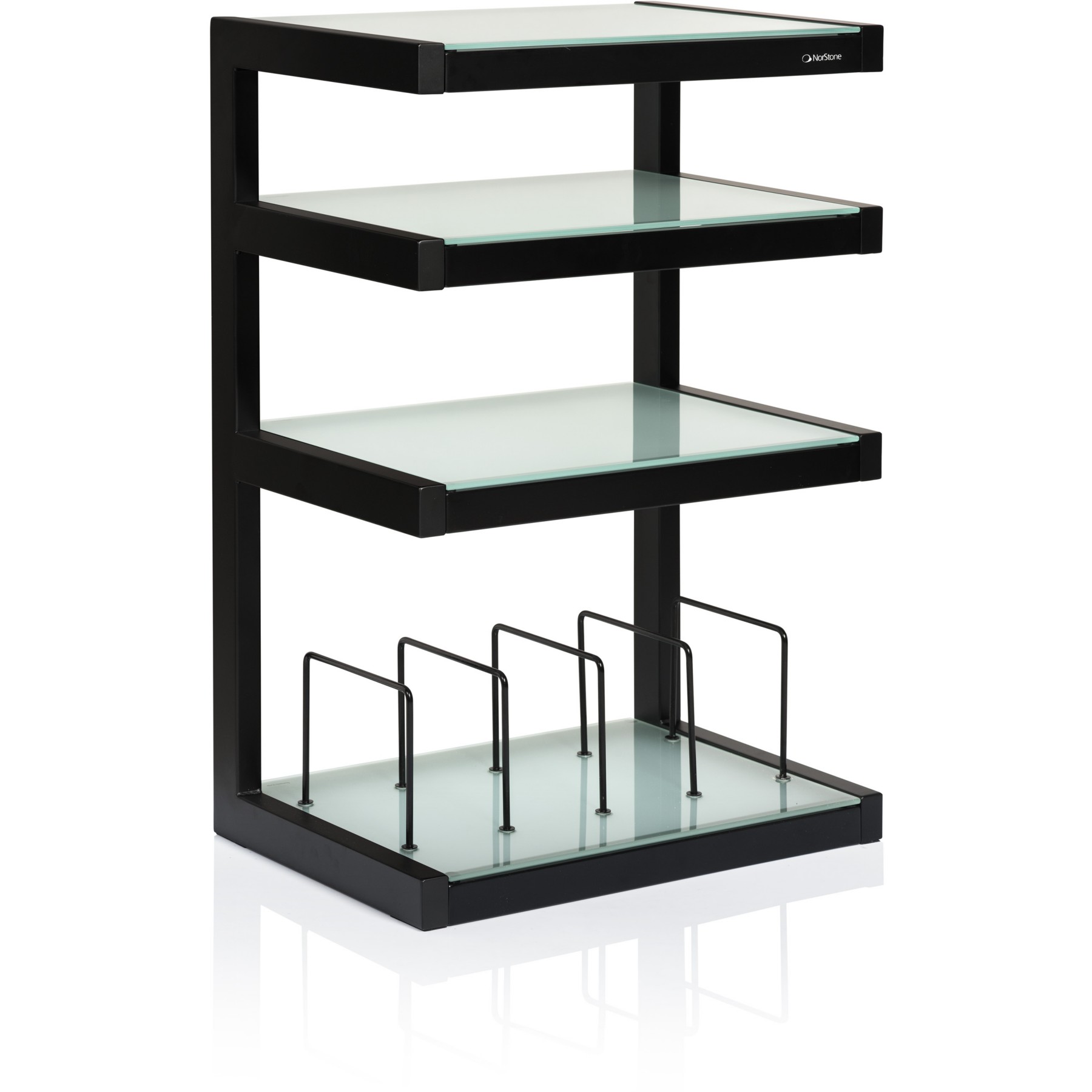Meuble Hifi NORSTONE Vinyle Hi-fi noir satiné verres dépoli