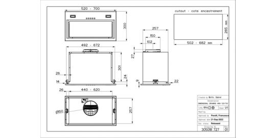 Hotte encastrable ROBLIN ARIA 520 INOX