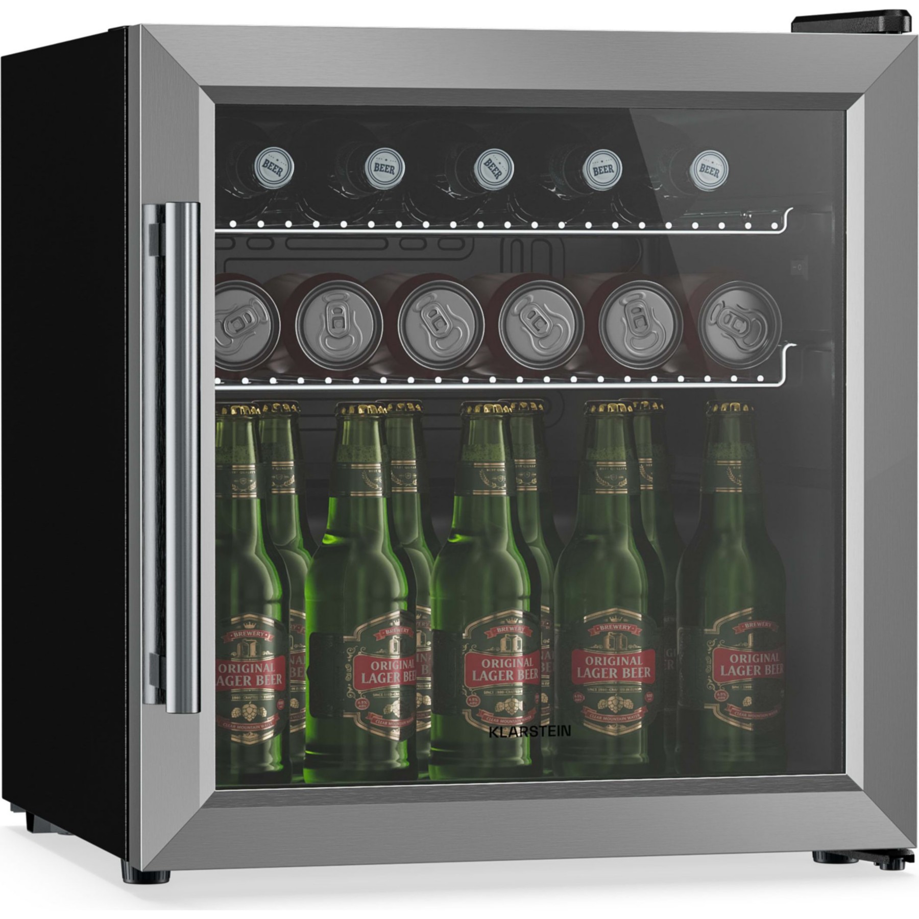Mini réfrigérateur KLARSTEIN Beersafe porte vitrée 44x48cm LED Argent