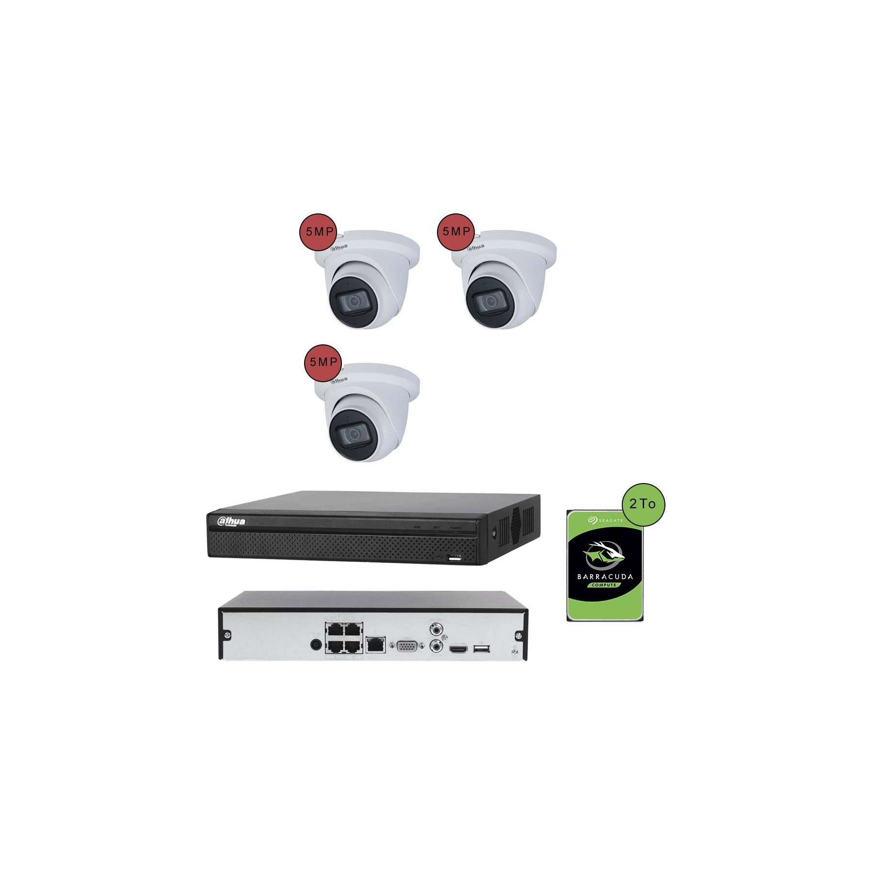 Caméra de sécurité KOMELEC Kit vidéosurveillance IP 3 caméras dôme